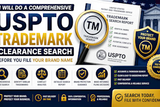 do a comprehensive uspto trademark clearance search for your brand name