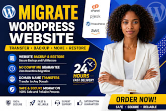 migrate transfer backup move restore wordpress website in 24hrs
