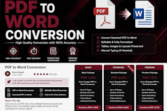 convert PDF to word, do scanned PDF to word conversion and typing