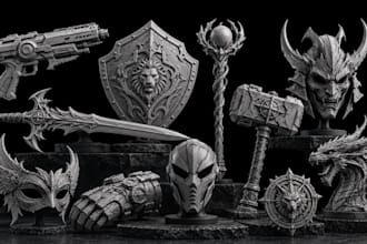 design custom movie, anime, game cosplay prop, weapons and wearable stl model