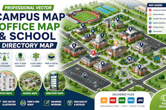 create vector campus map, office map and school directory illustration