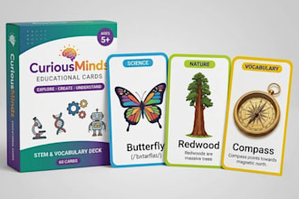 design educational flash cards, memory cards, learning cards and icons
