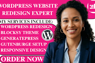 redesign wordpress website with gutenberg, blocksy theme, generatepress, kadence