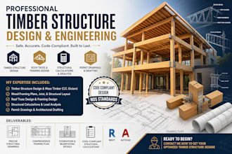 design timber structure, wood framing, truss and shop drawings