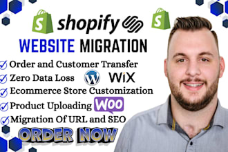migrate wordpress to shopify, woocommerce to shopify, wix to shopify migration