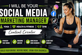be social media marketing manager yoga health and fitness gym content creator