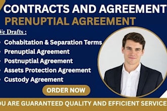 draft custom prenuptial postnuptial cohabitation agreement marriage contract