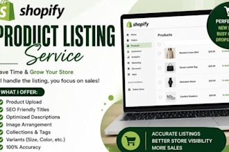 do shopify product listing, product upload and inventory update
