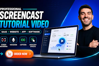 create screencast tutorial video, saas demo for your saas, website, app software