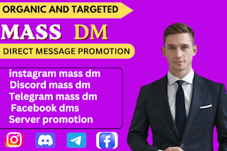 send mass dms to your audience on instagram, telegram  whatsapp or discord