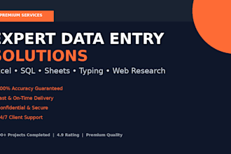 be your virtual assistant for data entry, excel and admin support
