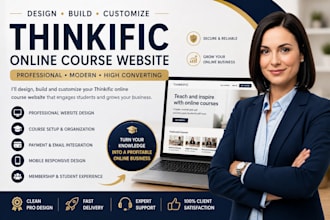 design, build, customize your thinkific online course website