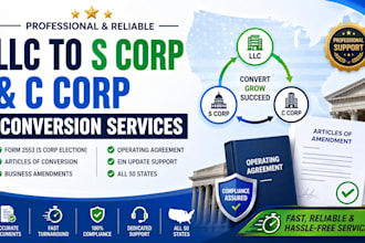 convert your llc to s corp, c corp, corporation and file business amendments