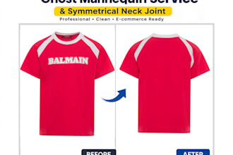 ghost mannequin and symmetrical neck joint for apparel photos