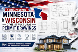 prepare minnesota and wisconsin civil structural permit drawings