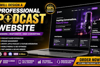 design a modern podcast website, radio website or video podcast website