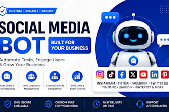 custom social media bot, telegram bot, youtube bot, instagram bot
