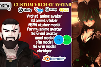 make custom anime vrchat avatar, 3d nsfw model, anime vtuber, vrc character