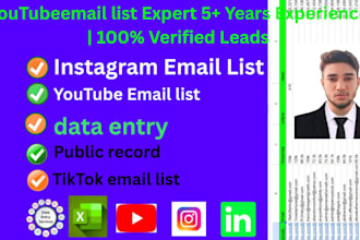 build youtube instagram tiktok email list and verified leads
