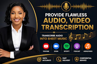 provide flawless audio, video transcription, transcribe audio into sheet music