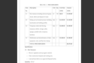 prepare quantity takeoffs and boqs