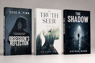 design dark psychological thriller ebook cover, suspense novel cover amazon KDP