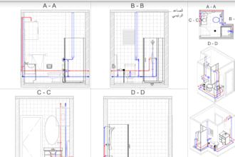 design revit mep plumbing layout, drainage system plan,water supply, septic tank
