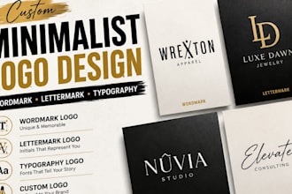 design minimalist wordmark, lettermark, typography and custom logo