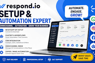 set up respond io chatbot, whatsapp automation and CRM