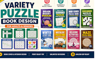 puzzle book, word search, sudoku activity book for amazon KDP