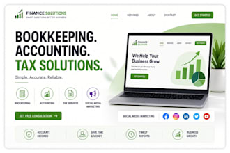design bookkeeping, accounting, tax landing page website social media marketing