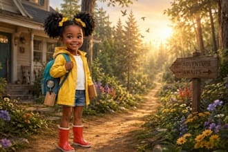 illustrate diverse kids storybooks with consistent characters