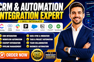 integrate clickup zoho CRM slack pipdrive salesforce, notion chatgpt quickbooks