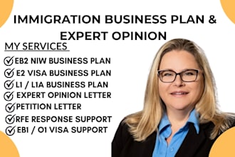 expert business plan opinion for eb2 niw, e2, l1 visa, petition letter l1a rfe
