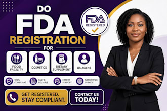 do fda registration for food facility cosmetics dietary supplement and US agent