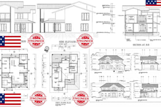 review sign and seal architectural plan, engineering drawing for ga il sc tx ca