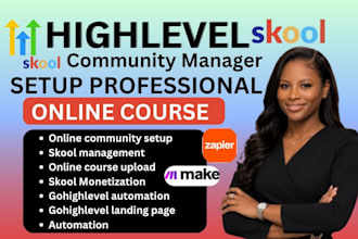 setup skool community,skool course setup ,gohighlevel course, automation