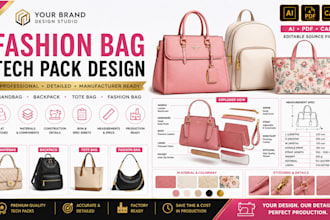 design handbag, backpack, tote bag and fashion bag tech pack