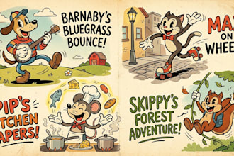 create vintage retro mascot cartoon rubber hose