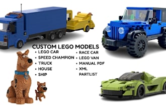 create 3d lego design lego pet moc, animal model technic car, house in bricklink