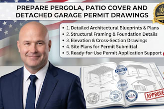 prepare pergola patio cover and detached garage permit drawing