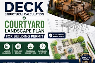 design deck structural calculation courtyard landscape plan for building permit
