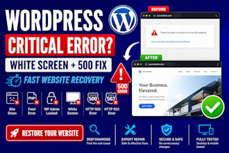 fix wordpress critical error, web fatal error, white screen, http 500, 503 error