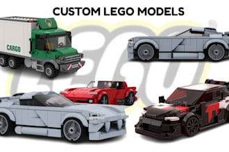 design custom 3d lego moc, car, truck with bricklink studio file, xml part list