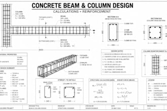 design reinforced concrete beams and columns with calculations and drawings