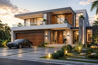 create photorealistic 3d residential exterior renderings