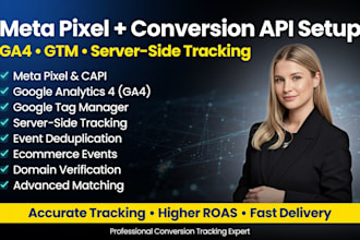 setup google meta pixel facebook conversion API, ga4, GTM, server side tracking,