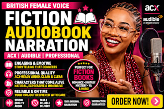 female voice fiction audiobook narration acx audible audiobook narrator british