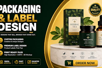 design product packaging, label, box, bottle and pouch packaging