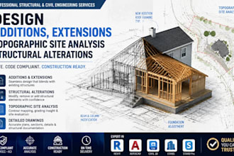 design additions, extensions, topographic site analysis, structural alterations